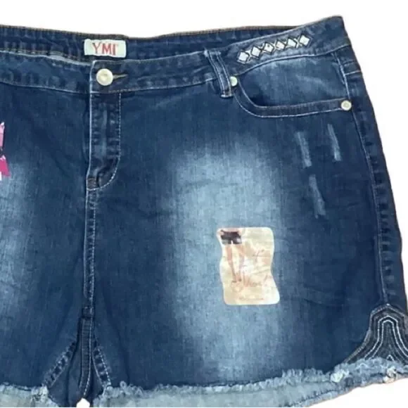 NWT YMI Denim Jean Shorts 3X Plus Embroidered - Picture 10 of 16